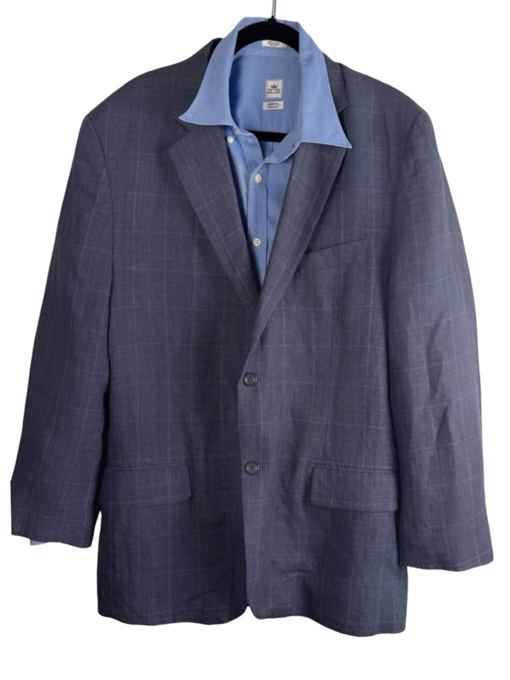 Tasso Elba Island 100% Linen Blue Plaid Blazer Sport Coat – 42-44 Large - Picture 5 of 11